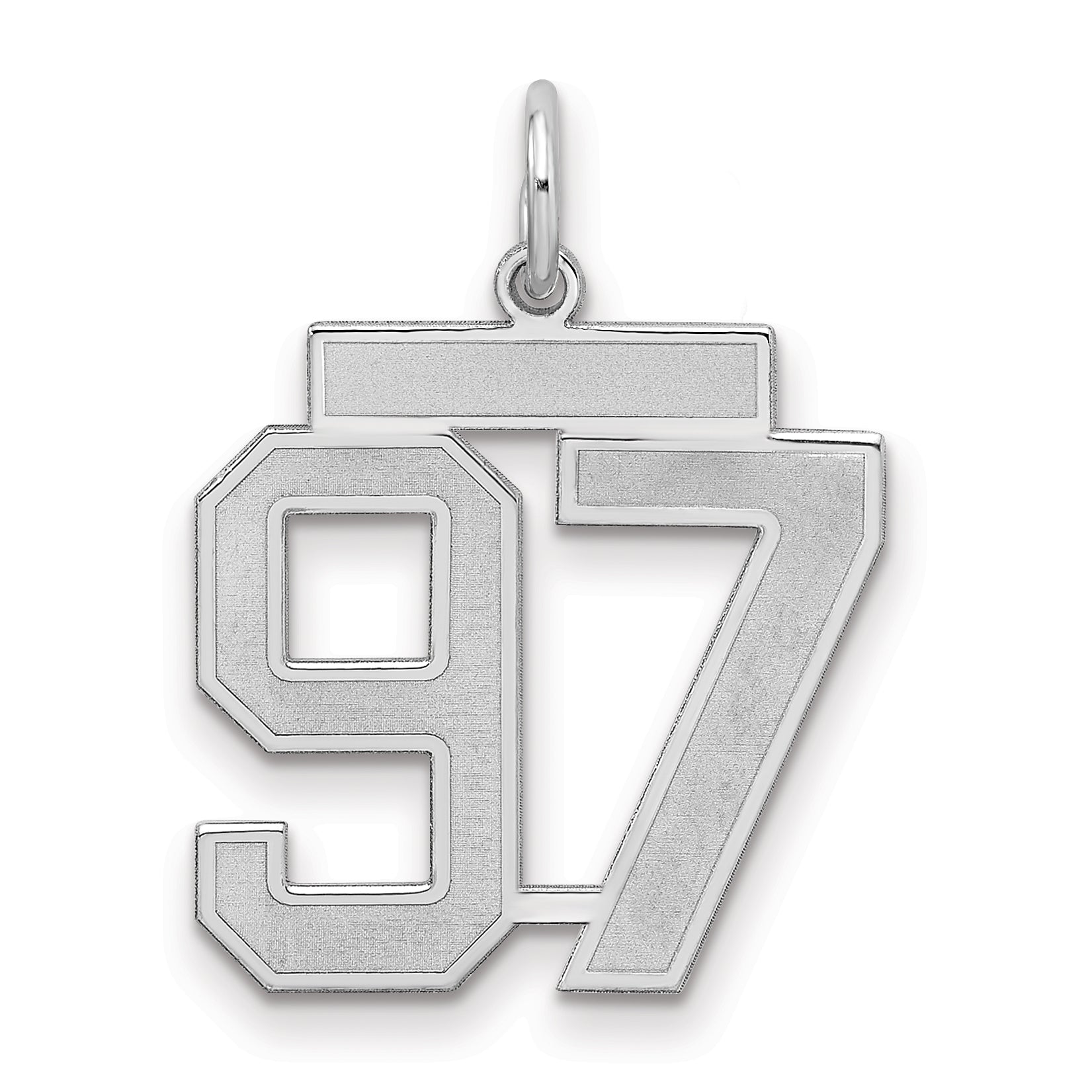 Sterling Silver/Rhodium-plated Satin Number 97 Charm