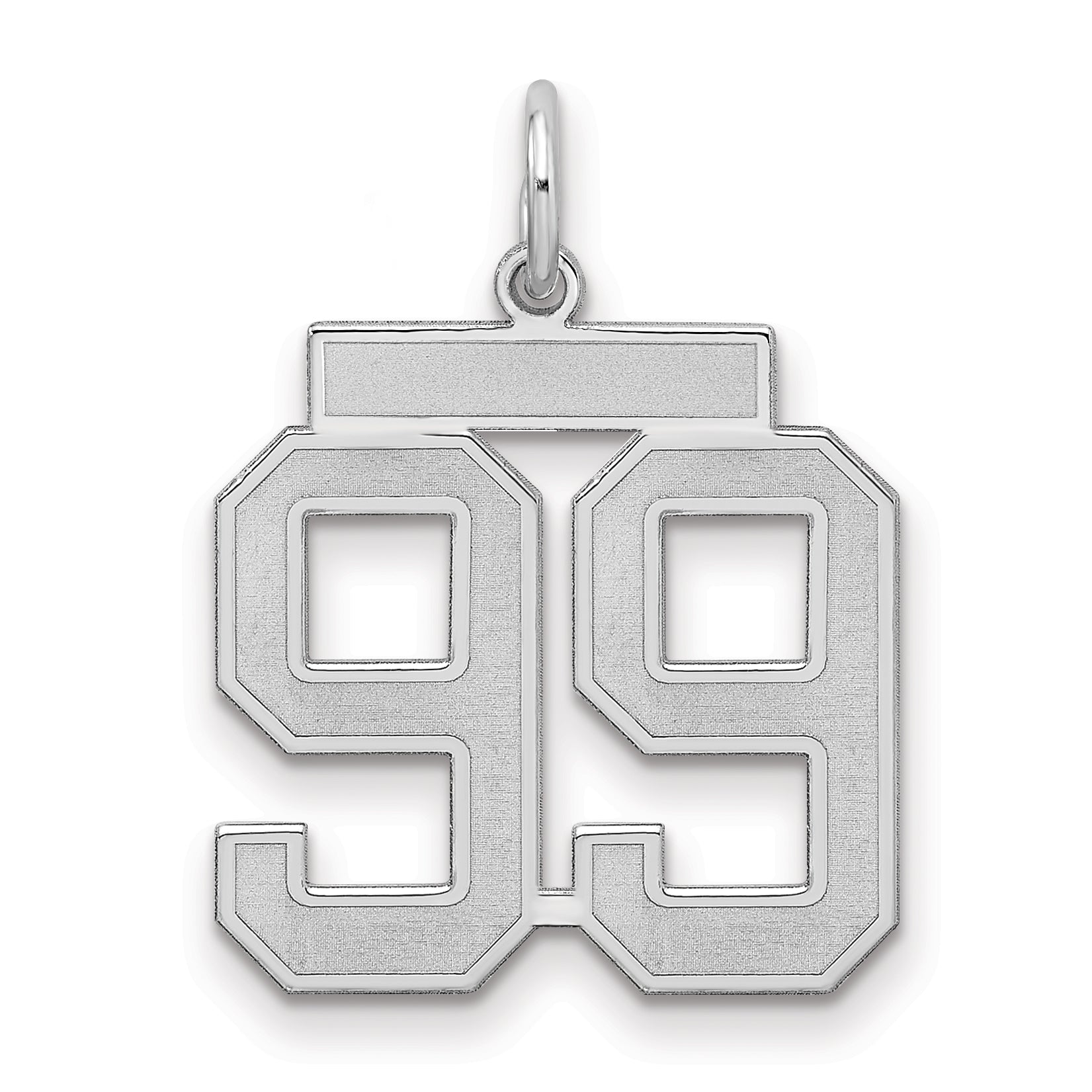 Sterling Silver/Rhodium-plated Satin Number 99 Charm
