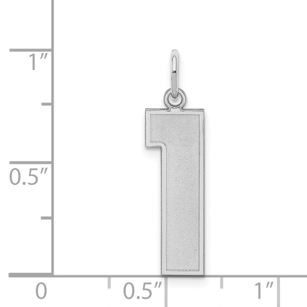 Sterling Silver/Rhodium-plated Satin Number 1 Charm
