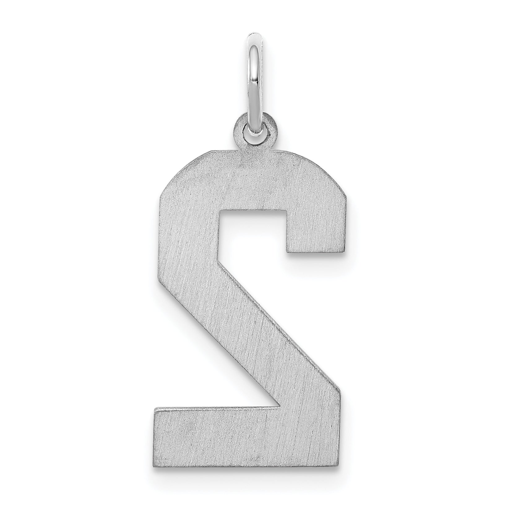 Sterling Silver/Rhodium-plated Satin Number 2 Charm