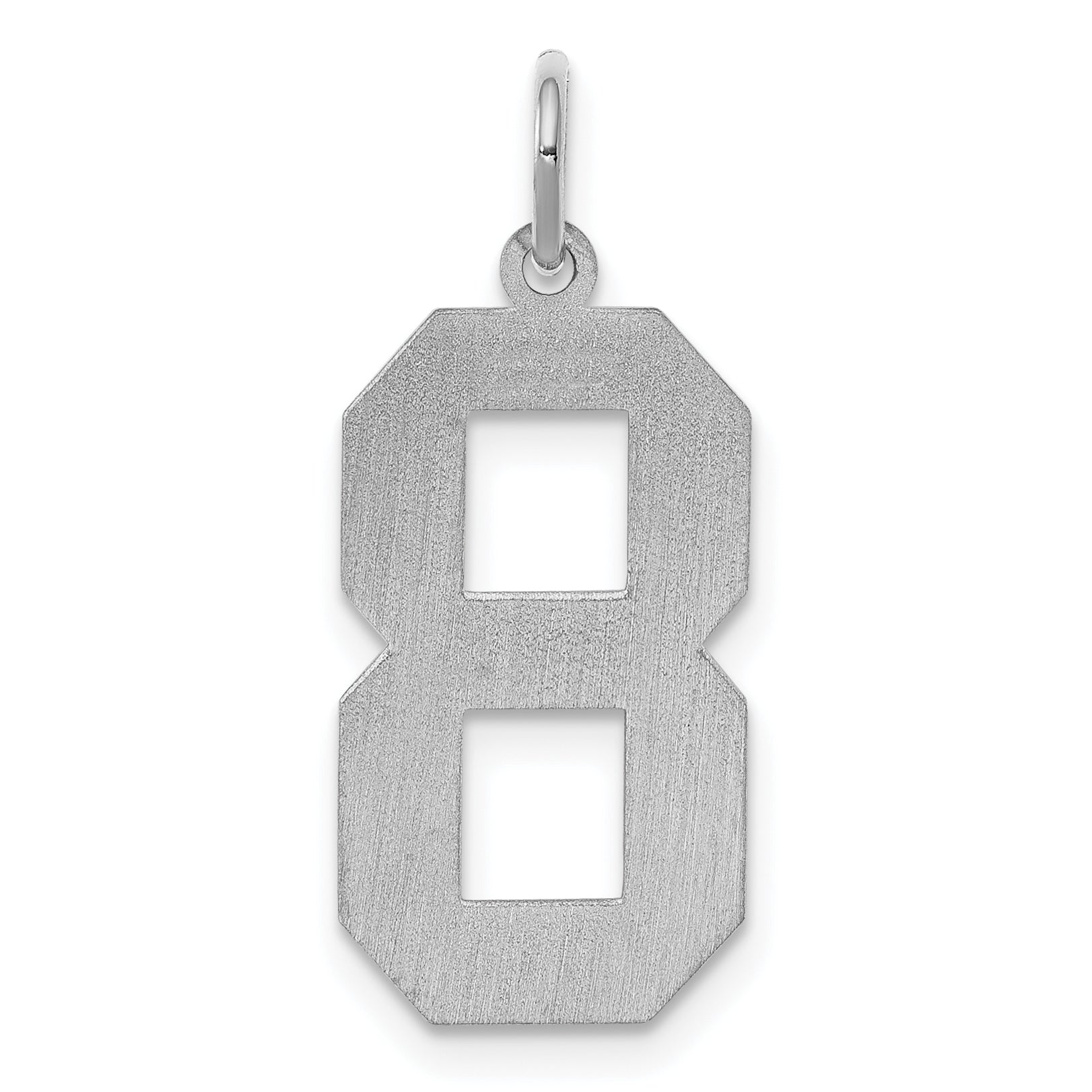 Sterling Silver/Rhodium-plated Satin Number 8 Charm