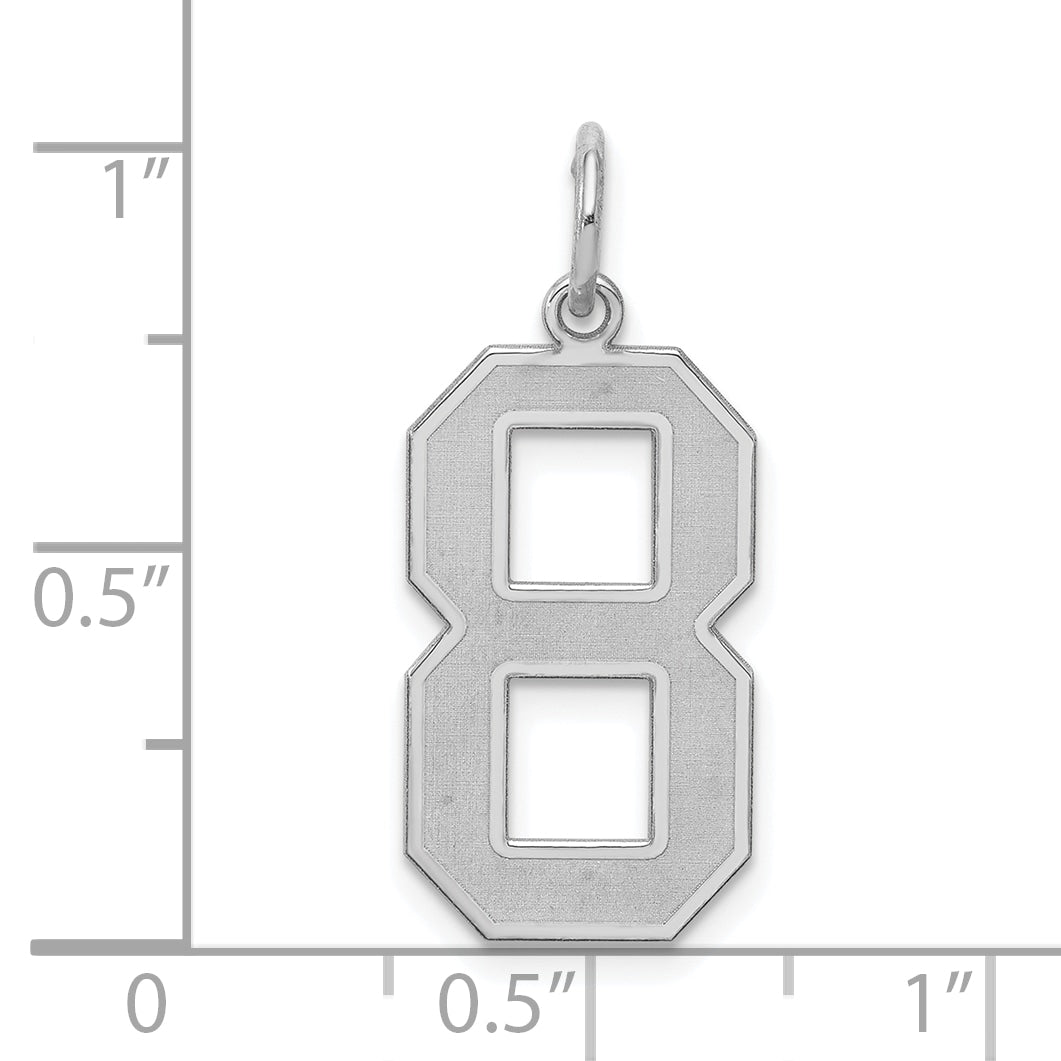Sterling Silver/Rhodium-plated Satin Number 8 Charm