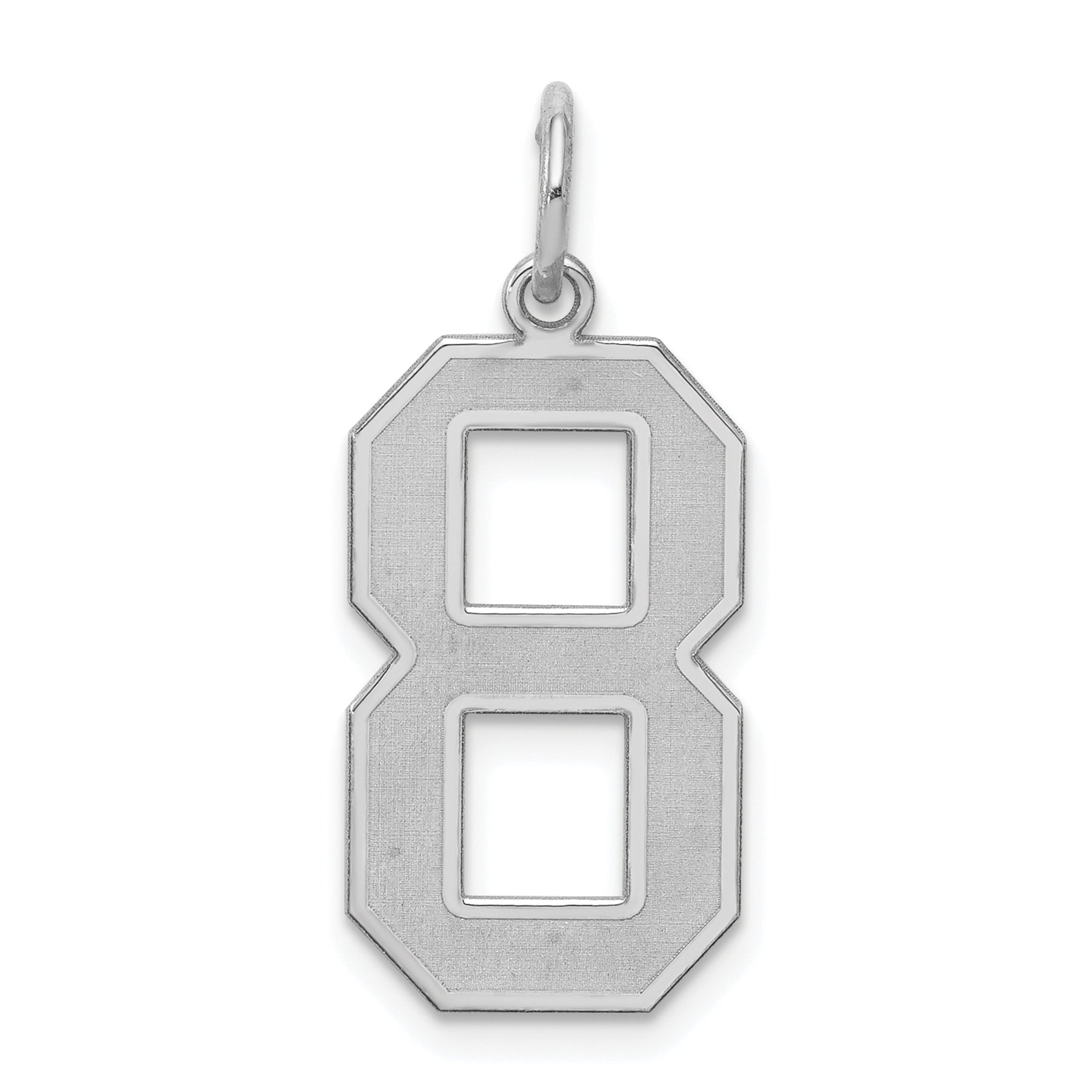 Sterling Silver/Rhodium-plated Satin Number 8 Charm
