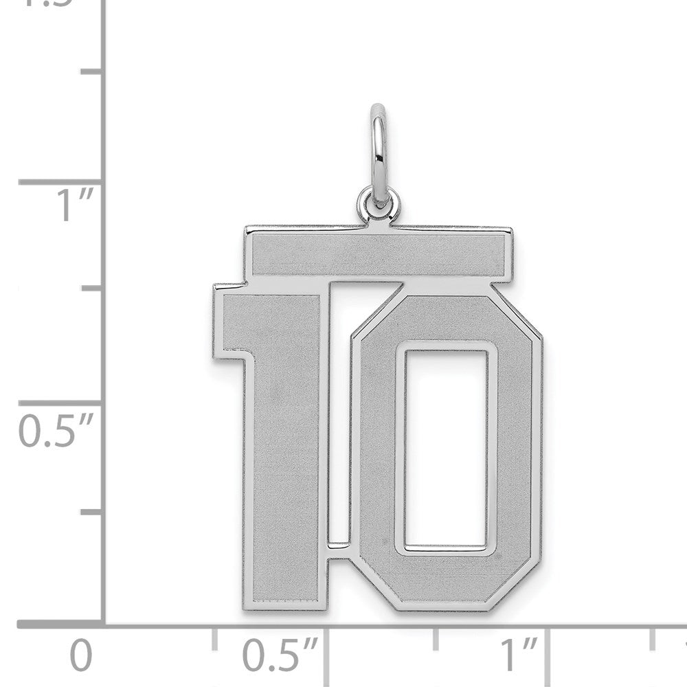 Sterling Silver/Rhodium-plated Satin Number 10 Charm