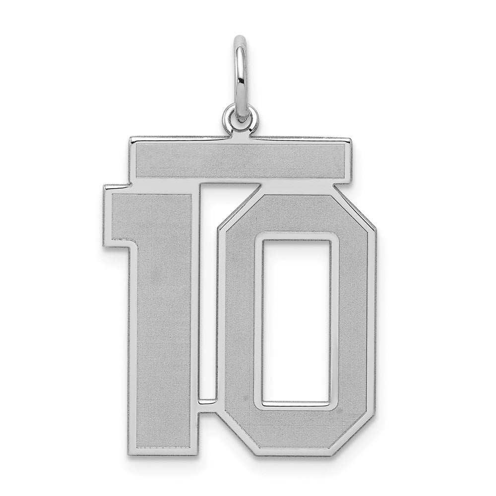 Sterling Silver/Rhodium-plated Satin Number 10 Charm