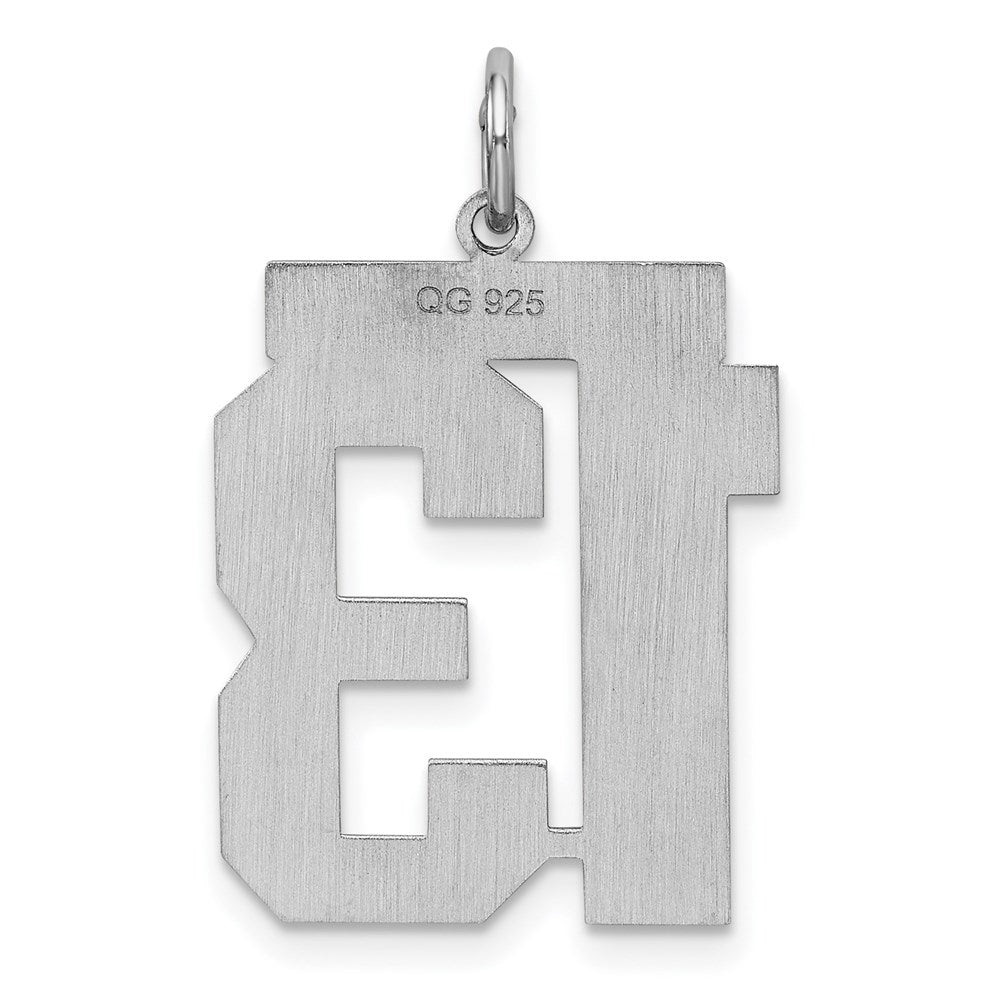 Sterling Silver/Rhodium-plated Satin Number 13 Charm