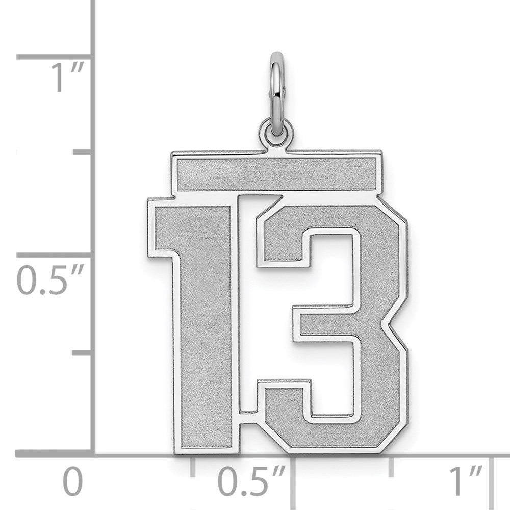 Sterling Silver/Rhodium-plated Satin Number 13 Charm