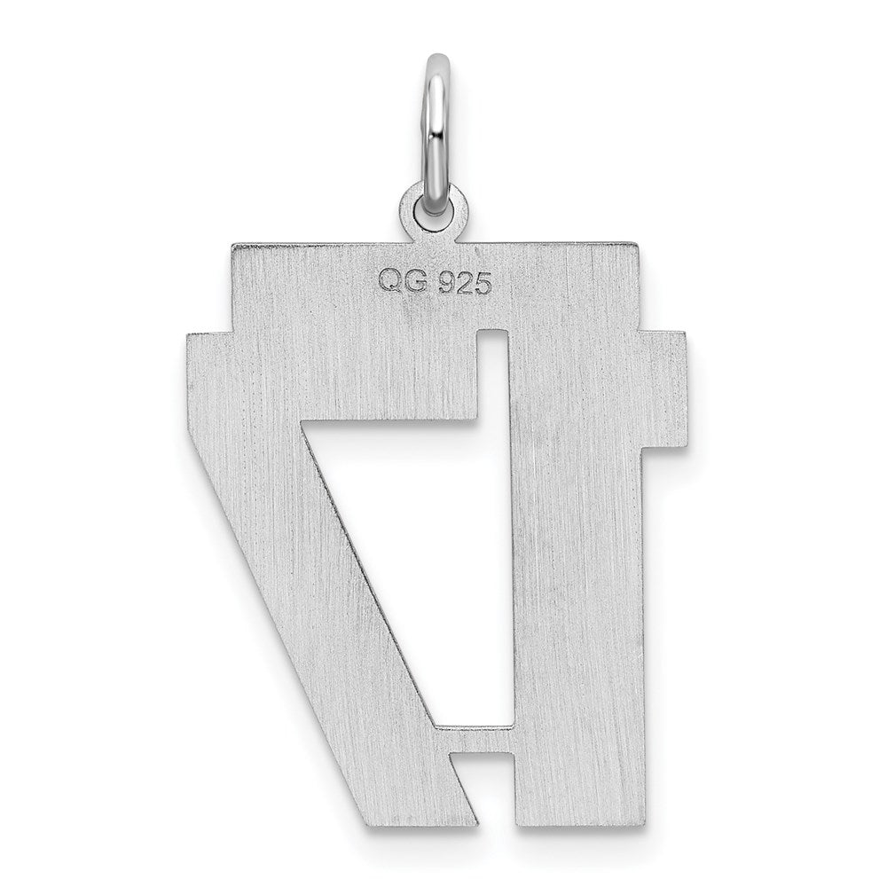 Sterling Silver/Rhodium-plated Satin Number 17 Charm