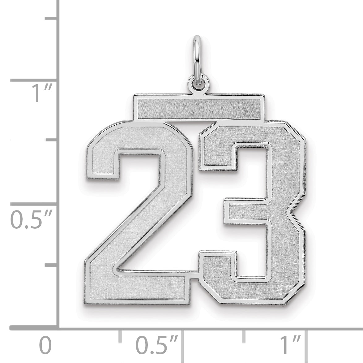 Sterling Silver/Rhodium-plated Satin Number 23 Charm
