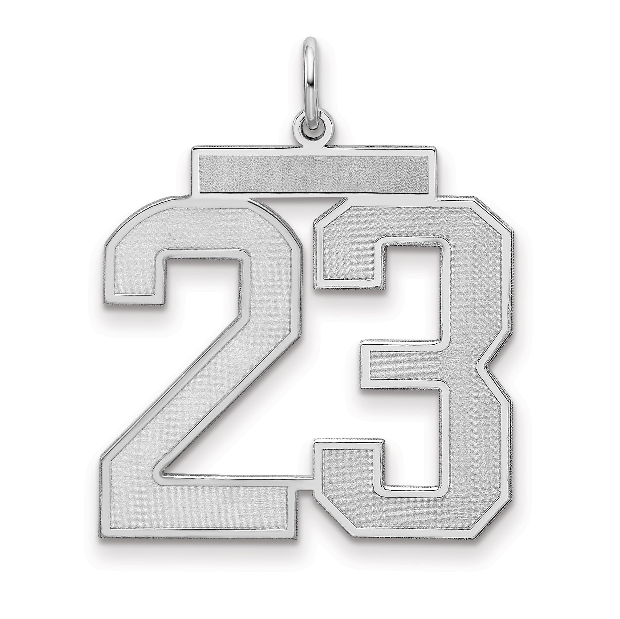 Sterling Silver/Rhodium-plated Satin Number 23 Charm