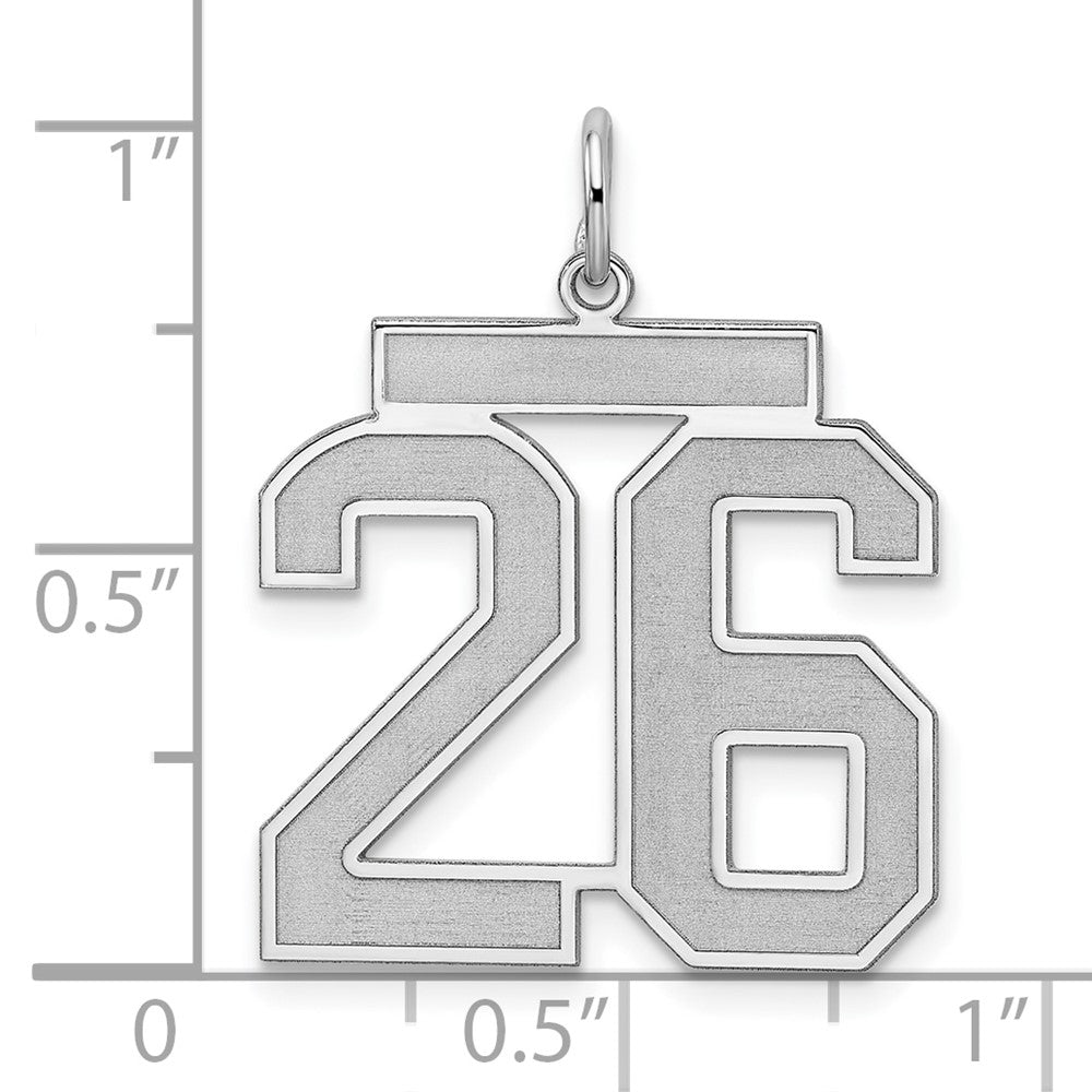 Sterling Silver/Rhodium-plated Satin Number 26 Charm