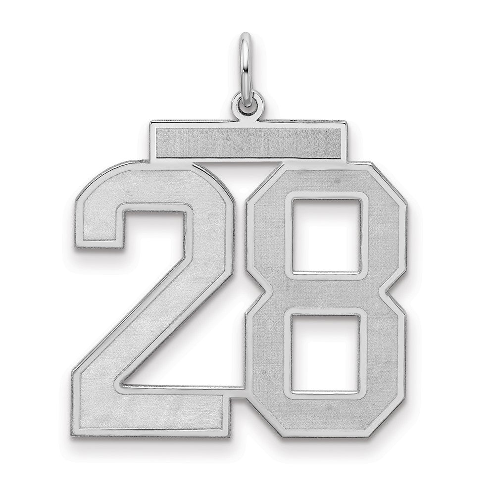Sterling Silver/Rhodium-plated Satin Number 28 Charm