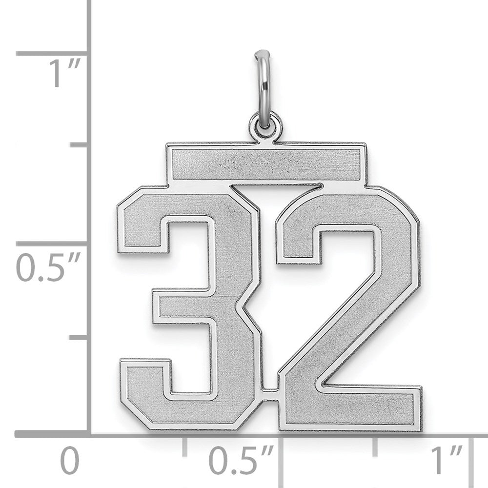 Sterling Silver/Rhodium-plated Satin Number 32 Charm