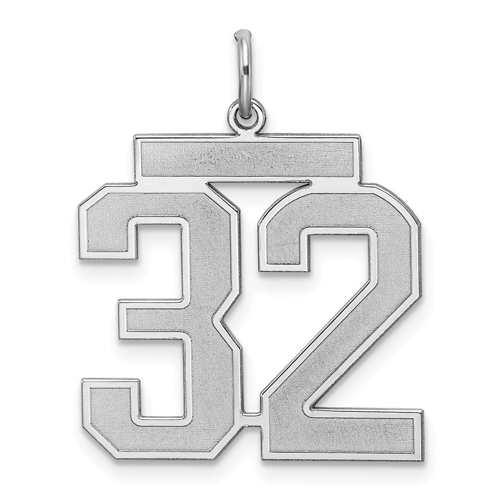 Sterling Silver/Rhodium-plated Satin Number 32 Charm