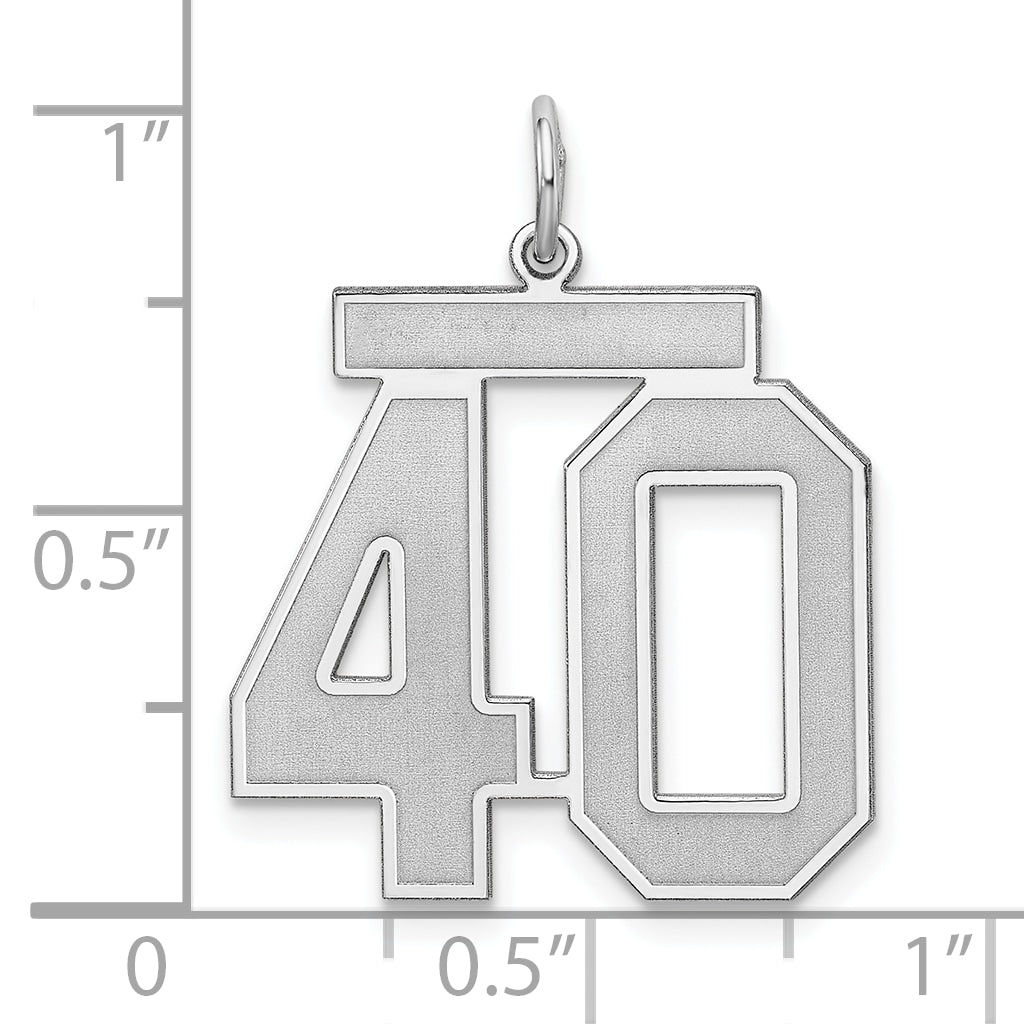 Sterling Silver/Rhodium-plated Satin Number 40 Charm