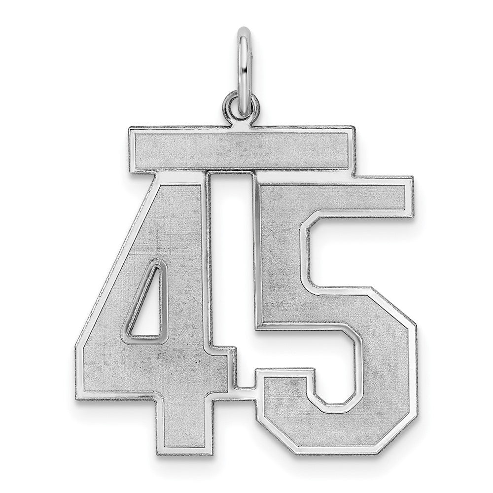 Sterling Silver/Rhodium-plated Satin Number 45 Charm
