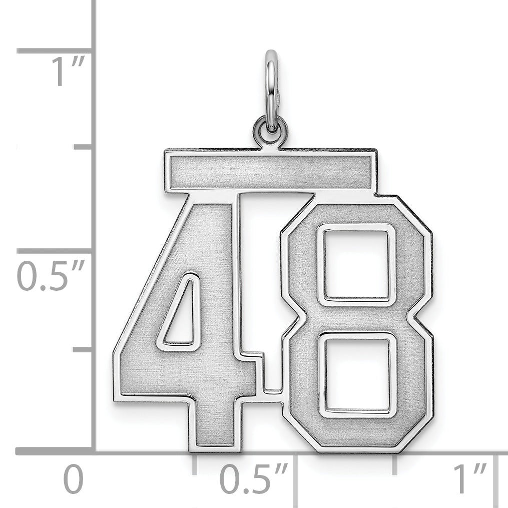 Sterling Silver/Rhodium-plated Satin Number 48 Charm
