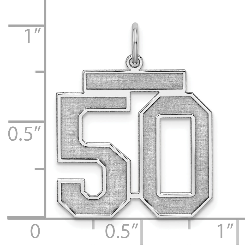 Sterling Silver/Rhodium-plated Satin Number 50 Charm