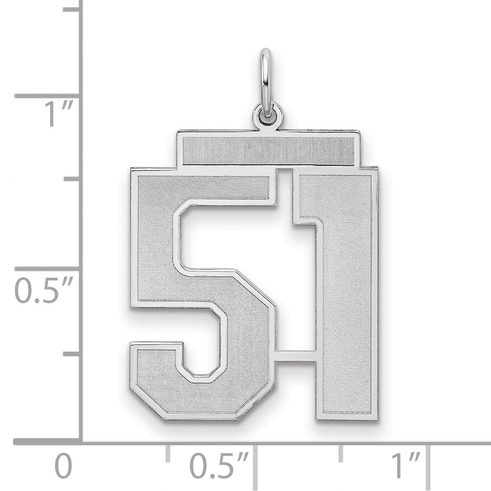 Sterling Silver/Rhodium-plated Satin Number 51 Charm