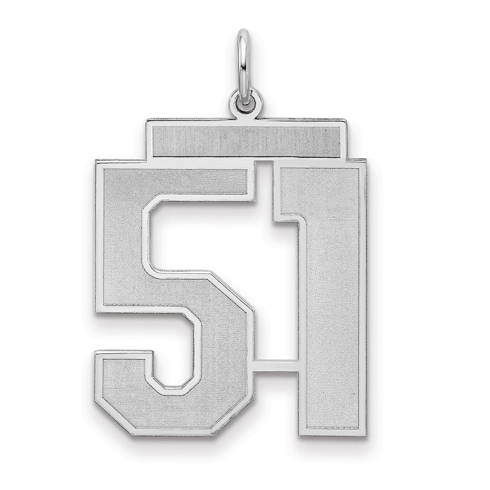 Sterling Silver/Rhodium-plated Satin Number 51 Charm