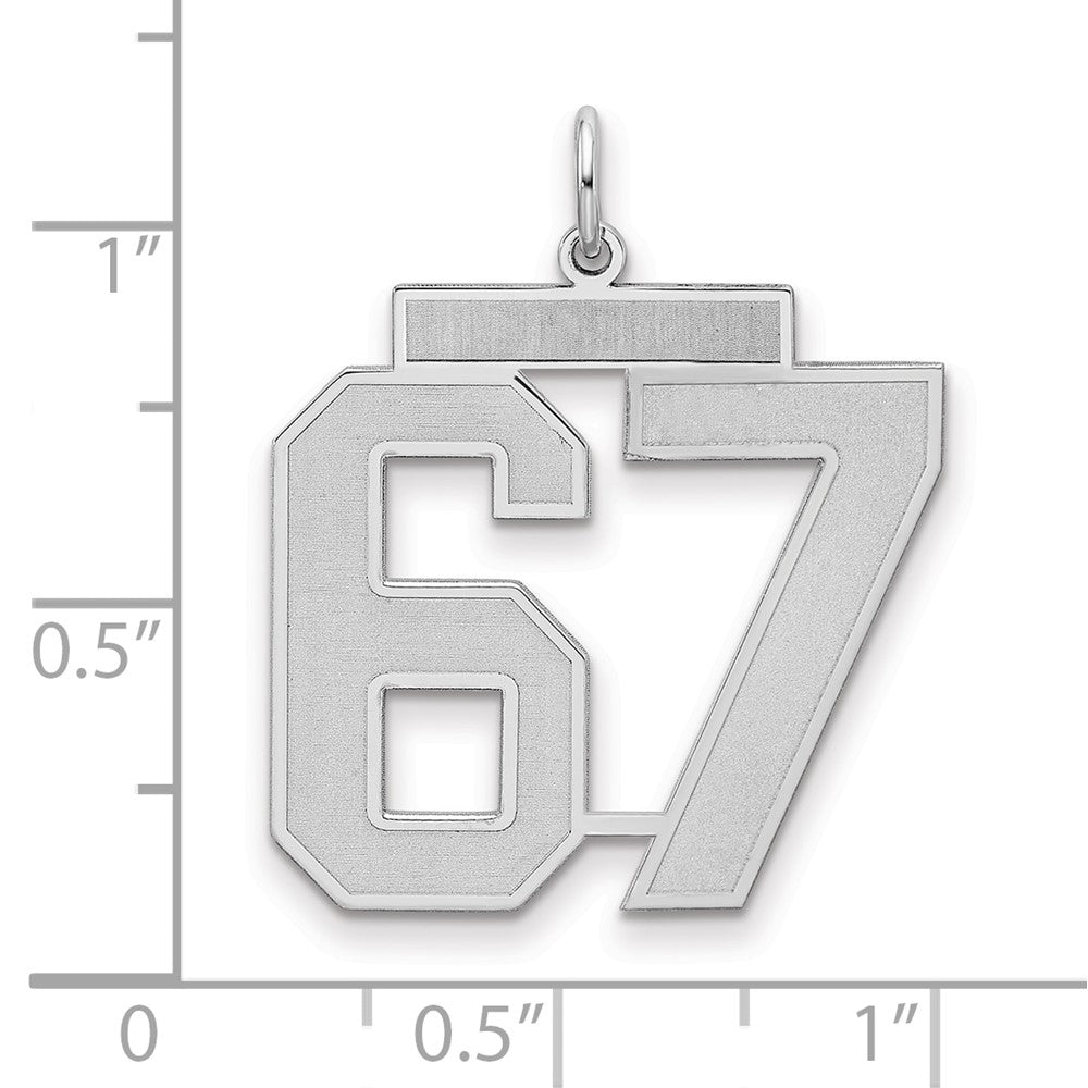Sterling Silver/Rhodium-plated Satin Number 67 Charm