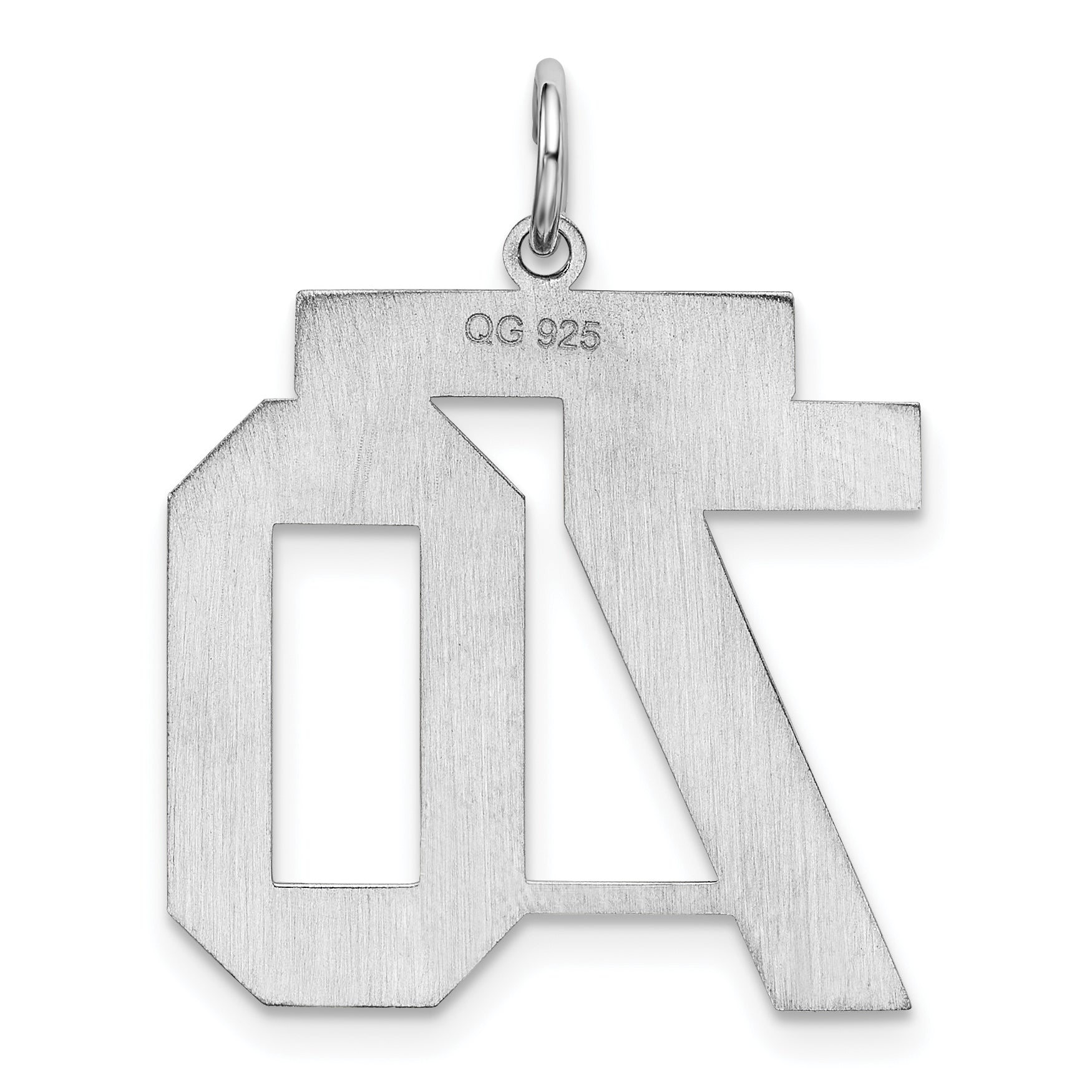 Sterling Silver/Rhodium-plated Satin Number 70 Charm