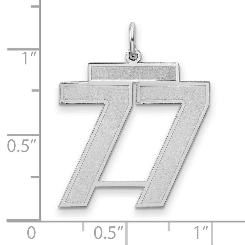 Sterling Silver/Rhodium-plated Satin Number 77 Charm
