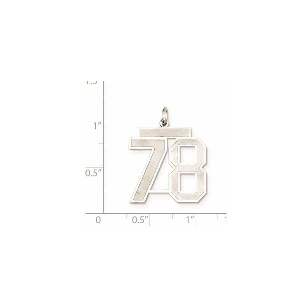 Sterling Silver/Rhodium-plated Satin Number 78 Charm