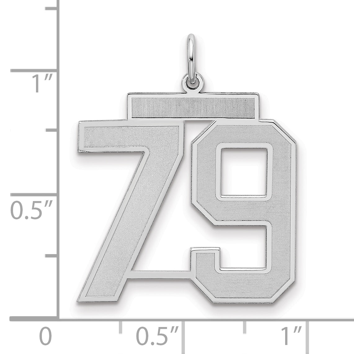 Sterling Silver/Rhodium-plated Satin Number 79 Charm