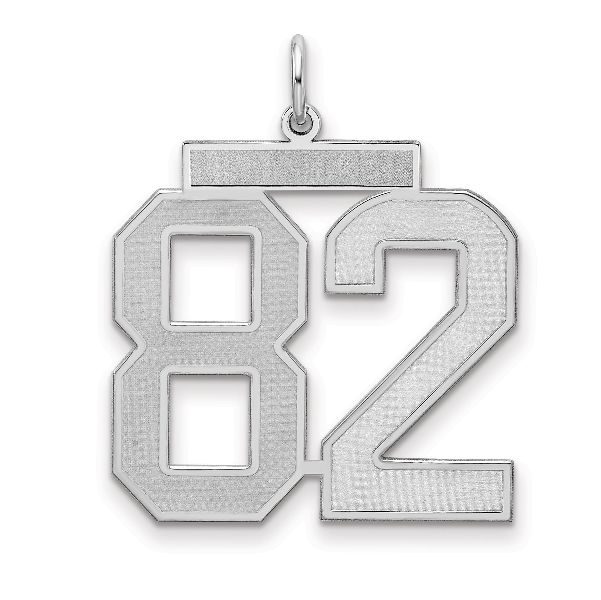 Sterling Silver/Rhodium-plated Satin Number 82 Charm