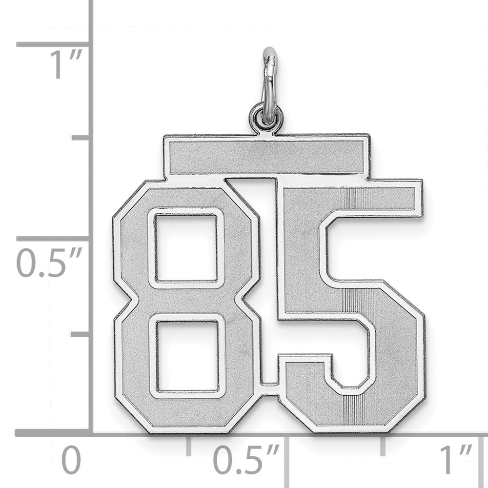Sterling Silver/Rhodium-plated Satin Number 85 Charm