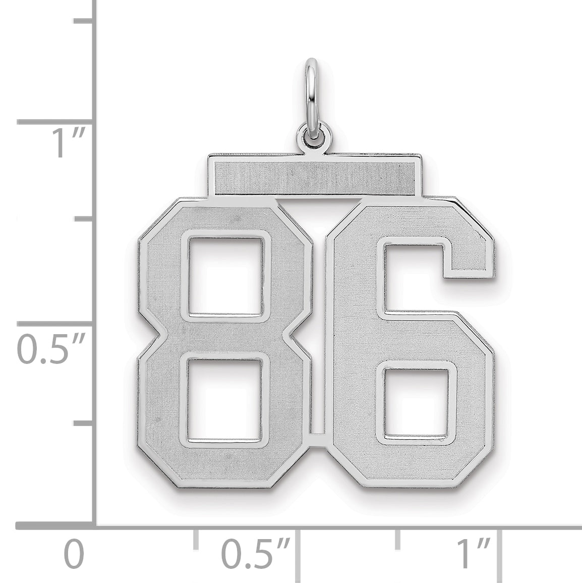 Sterling Silver/Rhodium-plated Satin Number 86 Charm