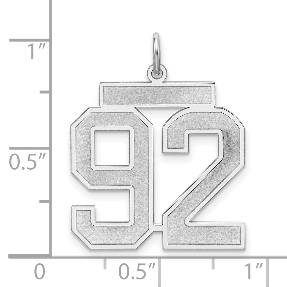 Sterling Silver/Rhodium-plated Satin Number 92 Charm