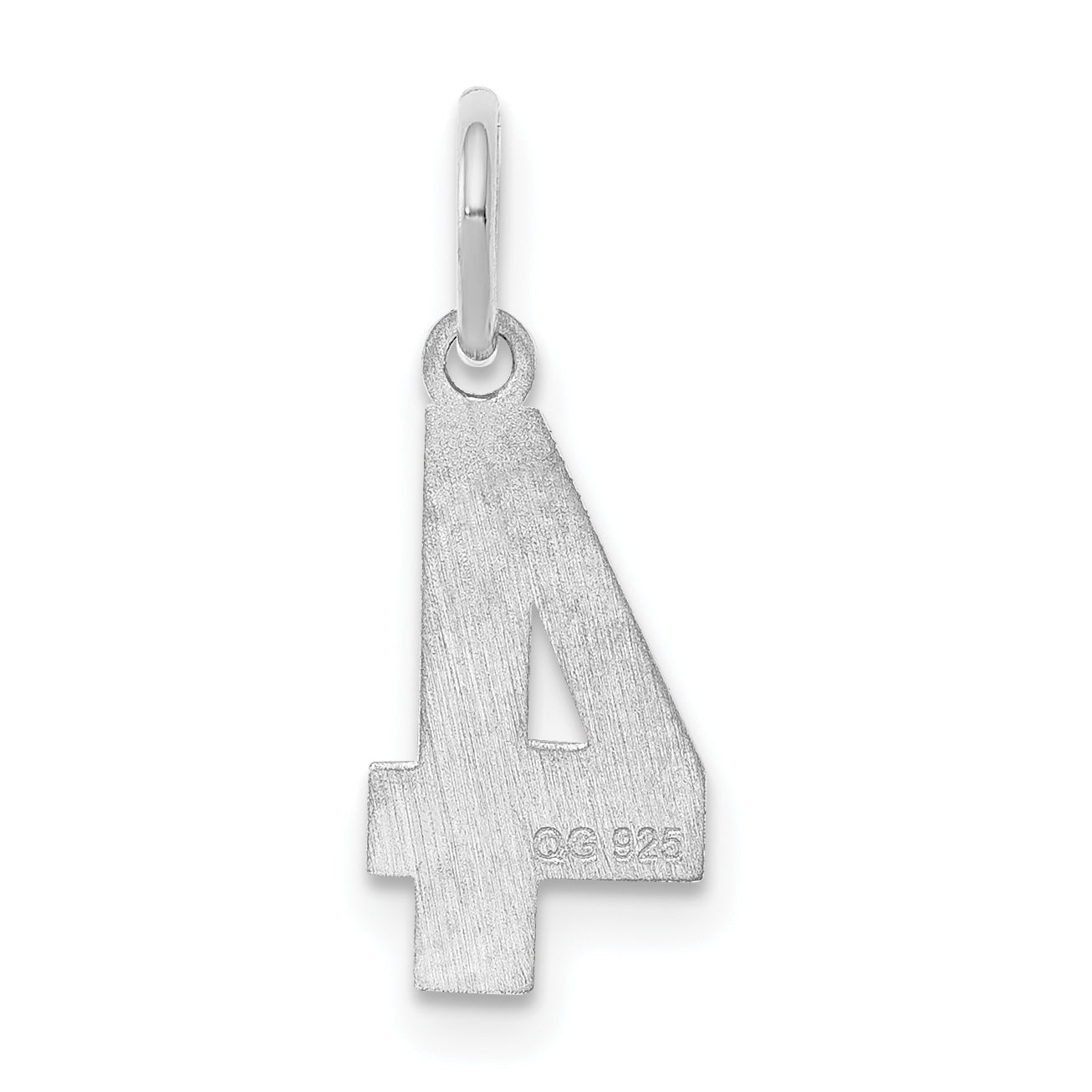 Sterling Silver/Rhodium-plated Satin Number 4 Charm