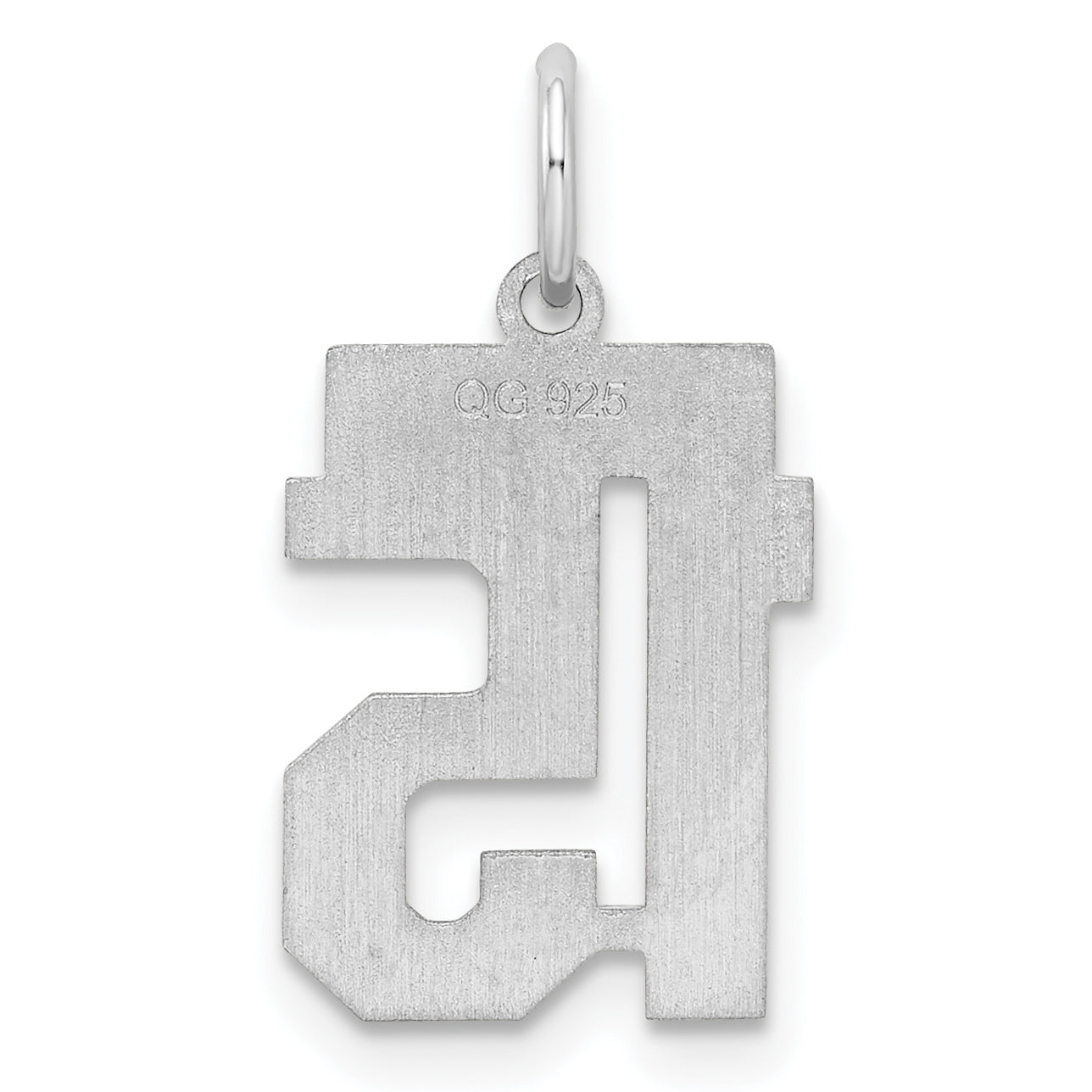 Sterling Silver/Rhodium-plated Satin Number 15 Charm