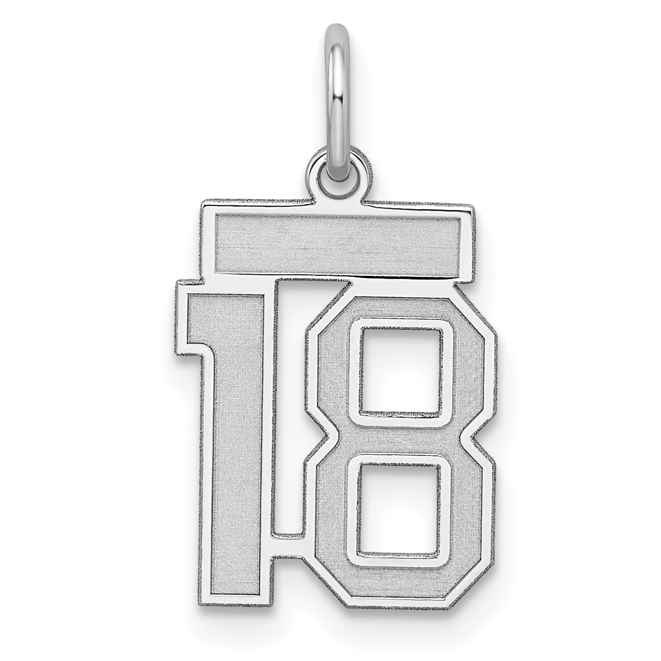 Sterling Silver/Rhodium-plated Satin Number 18 Charm