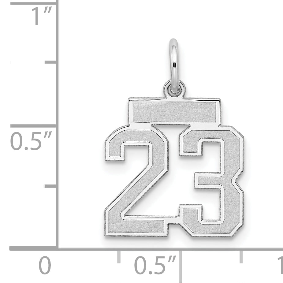 Sterling Silver/Rhodium-plated Satin Number 23 Charm
