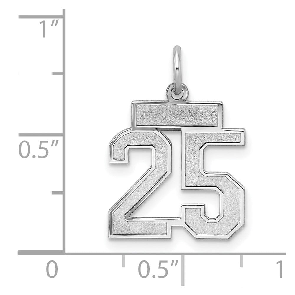 Sterling Silver/Rhodium-plated Satin Number 25 Charm