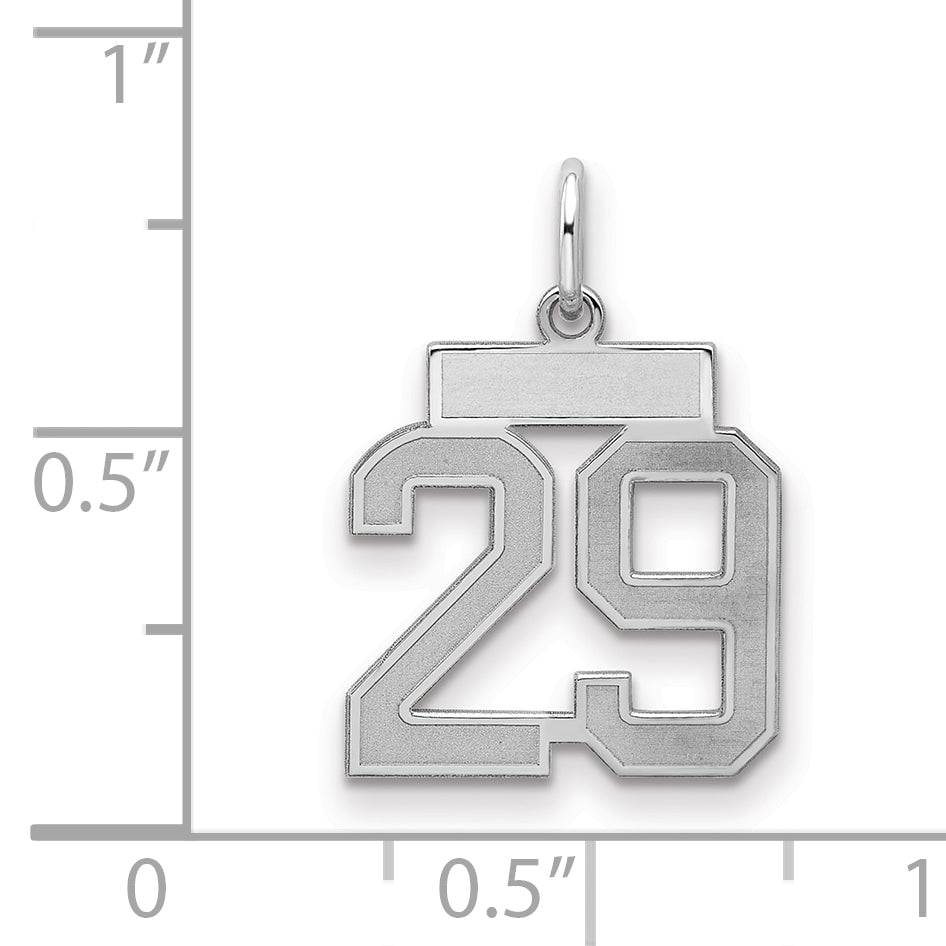 Sterling Silver/Rhodium-plated Satin Number 29 Charm