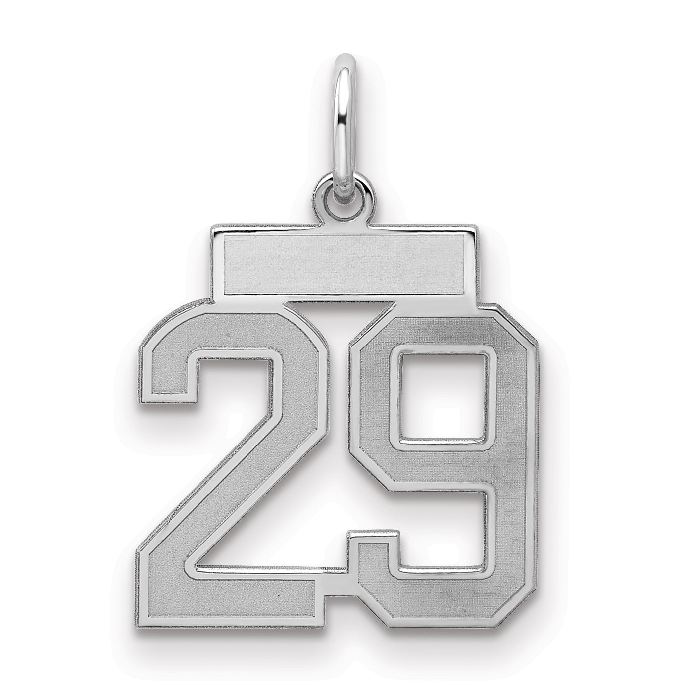 Sterling Silver/Rhodium-plated Satin Number 29 Charm