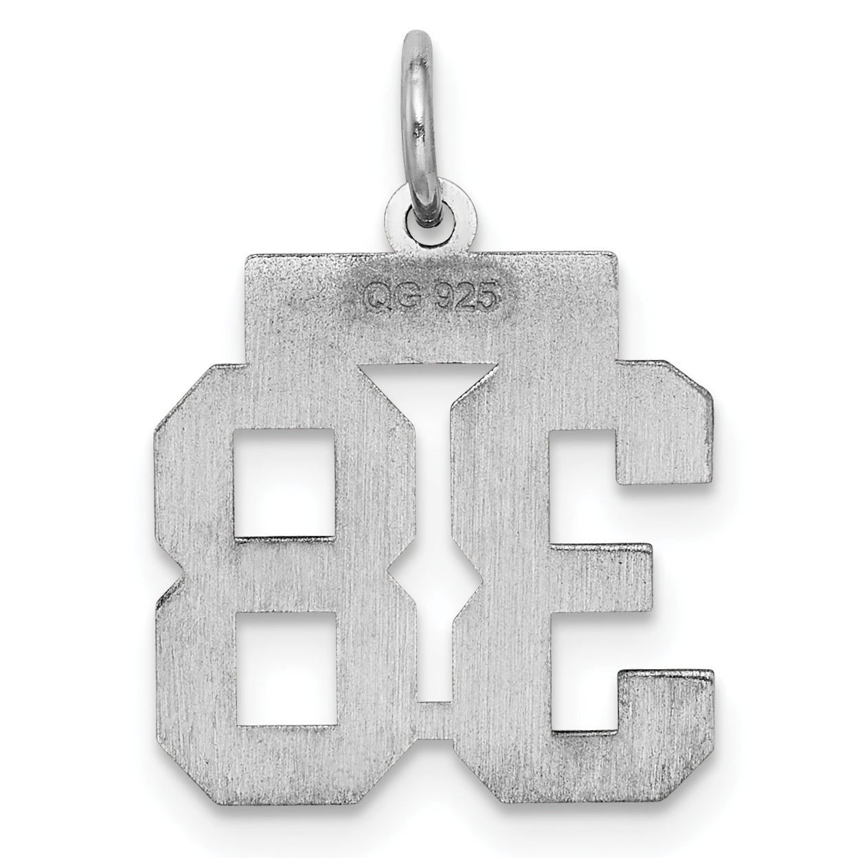 Sterling Silver/Rhodium-plated Satin Number 38 Charm