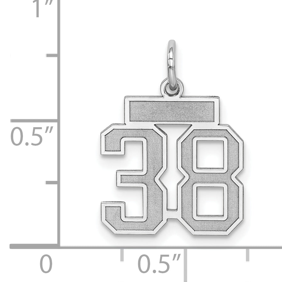 Sterling Silver/Rhodium-plated Satin Number 38 Charm