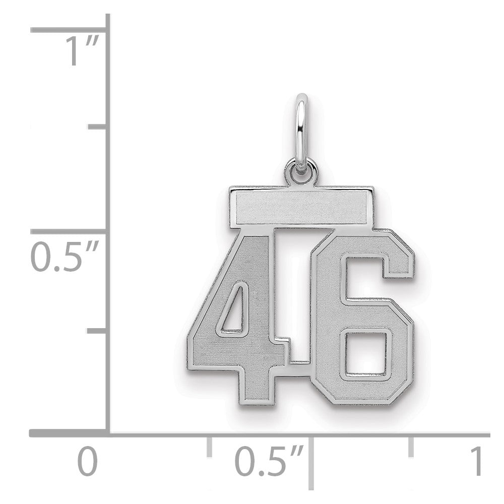 Sterling Silver/Rhodium-plated Satin Number 46 Charm
