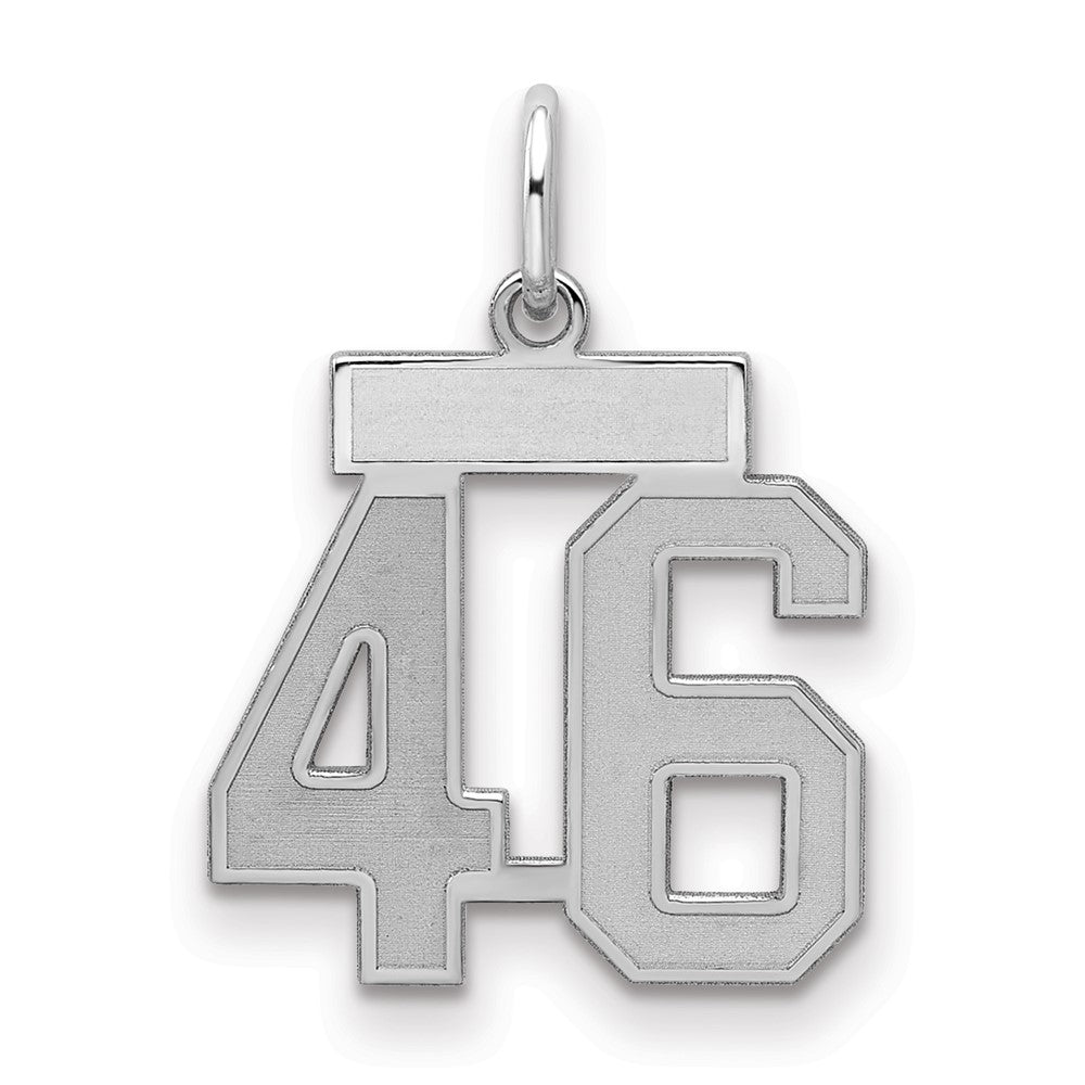 Sterling Silver/Rhodium-plated Satin Number 46 Charm
