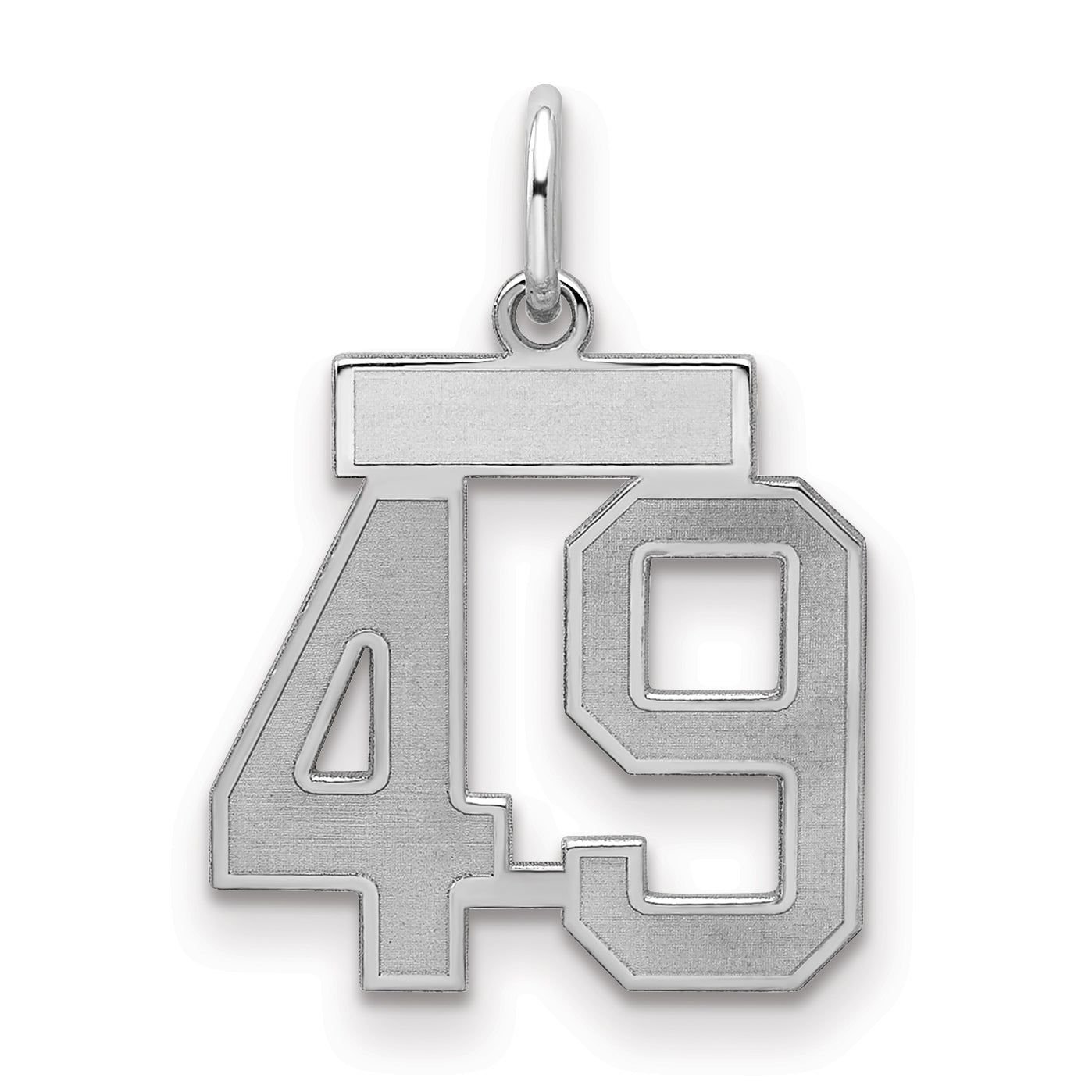 Sterling Silver/Rhodium-plated Satin Number 49 Charm