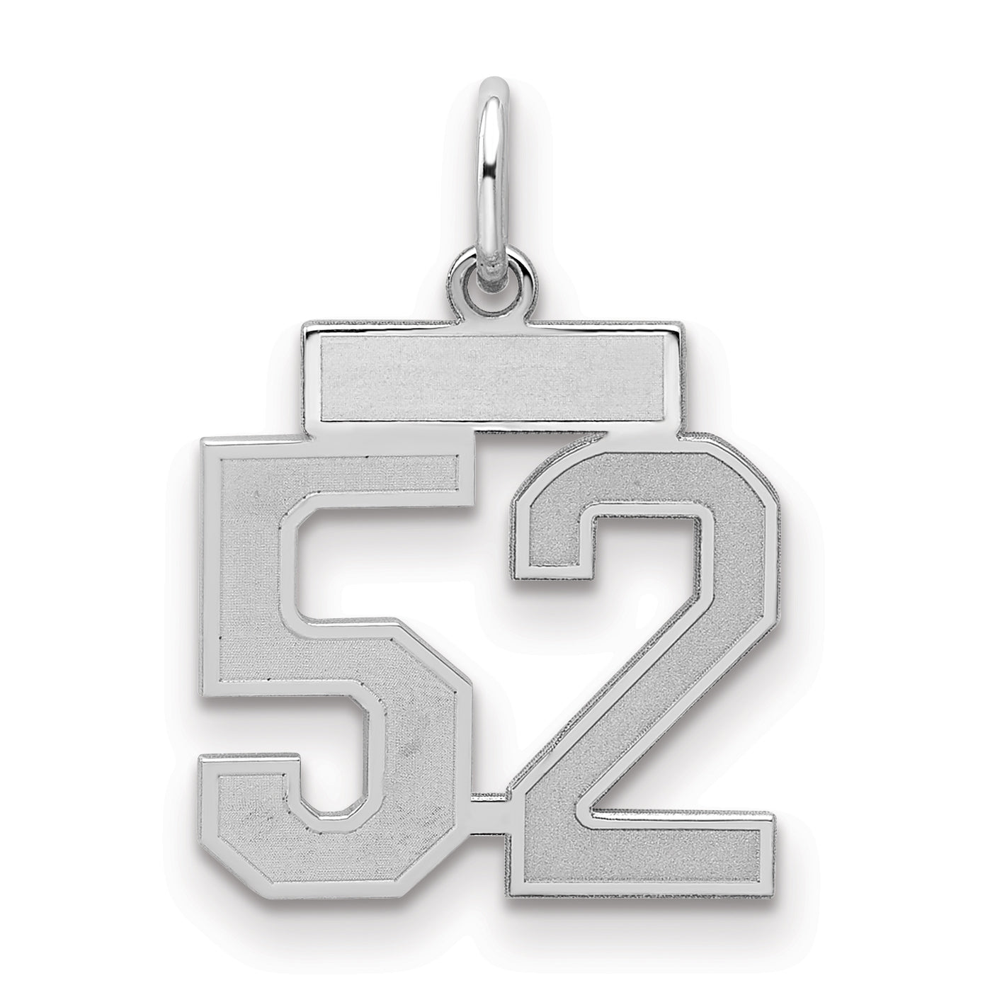 Sterling Silver/Rhodium-plated Satin Number 52 Charm
