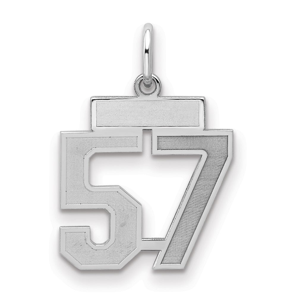 Sterling Silver/Rhodium-plated Satin Number 57 Charm