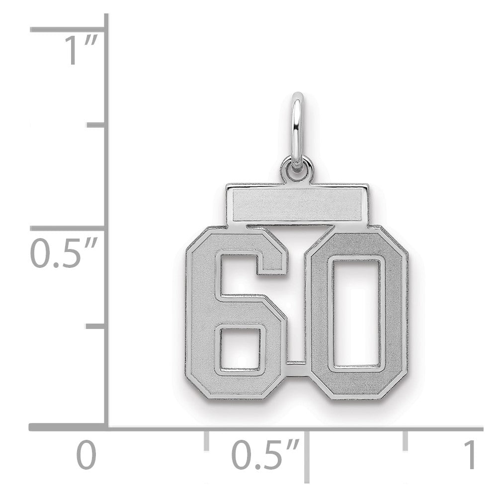 Sterling Silver/Rhodium-plated Satin Number 60 Charm