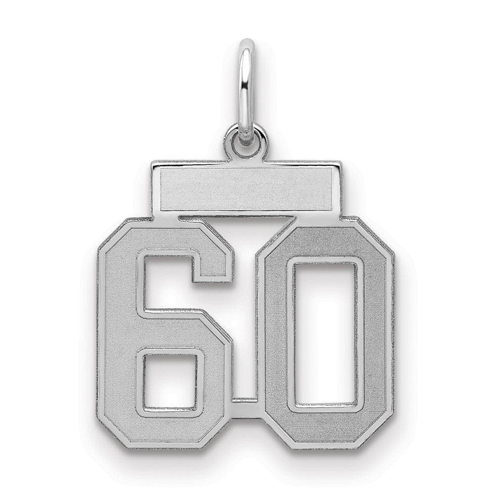 Sterling Silver/Rhodium-plated Satin Number 60 Charm