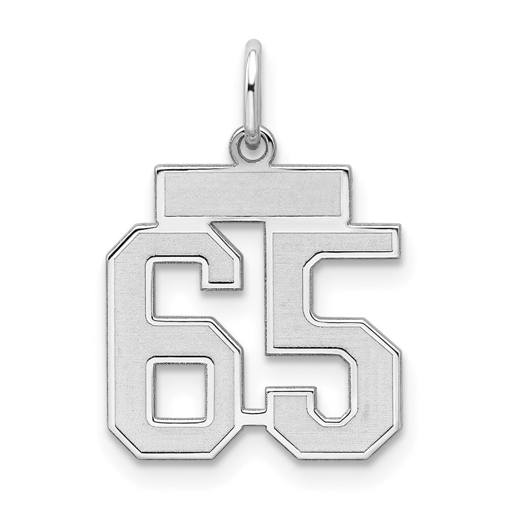 Sterling Silver/Rhodium-plated Satin Number 65 Charm